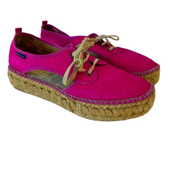 Gaimo Ronda Fuchsia Pink Silk Jute Platform Espadrilles sz 37 / US 6.5-7 - Picture 2 of 10